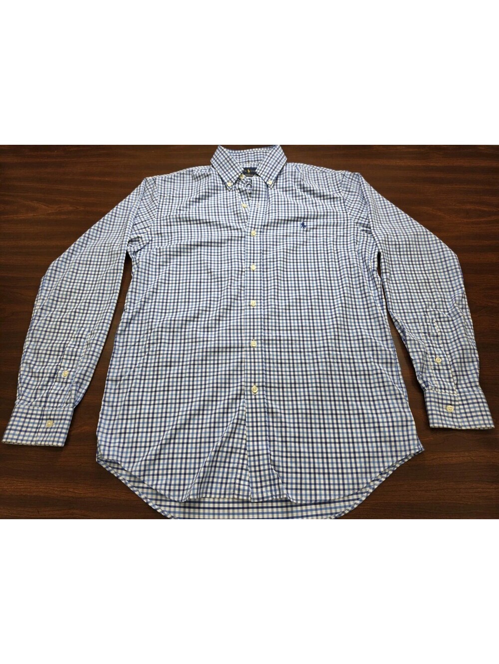 Ralph Lauren Classic Fit Performance Gingham Shirt Small Blue White Plaid Preppy